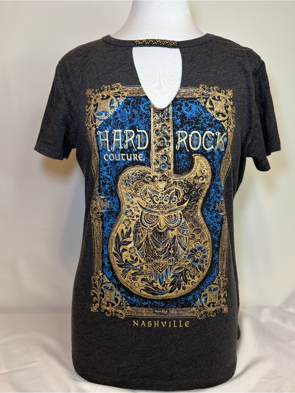 Nashville women’s Graphic Tee - Charcoal with Gold & Blue